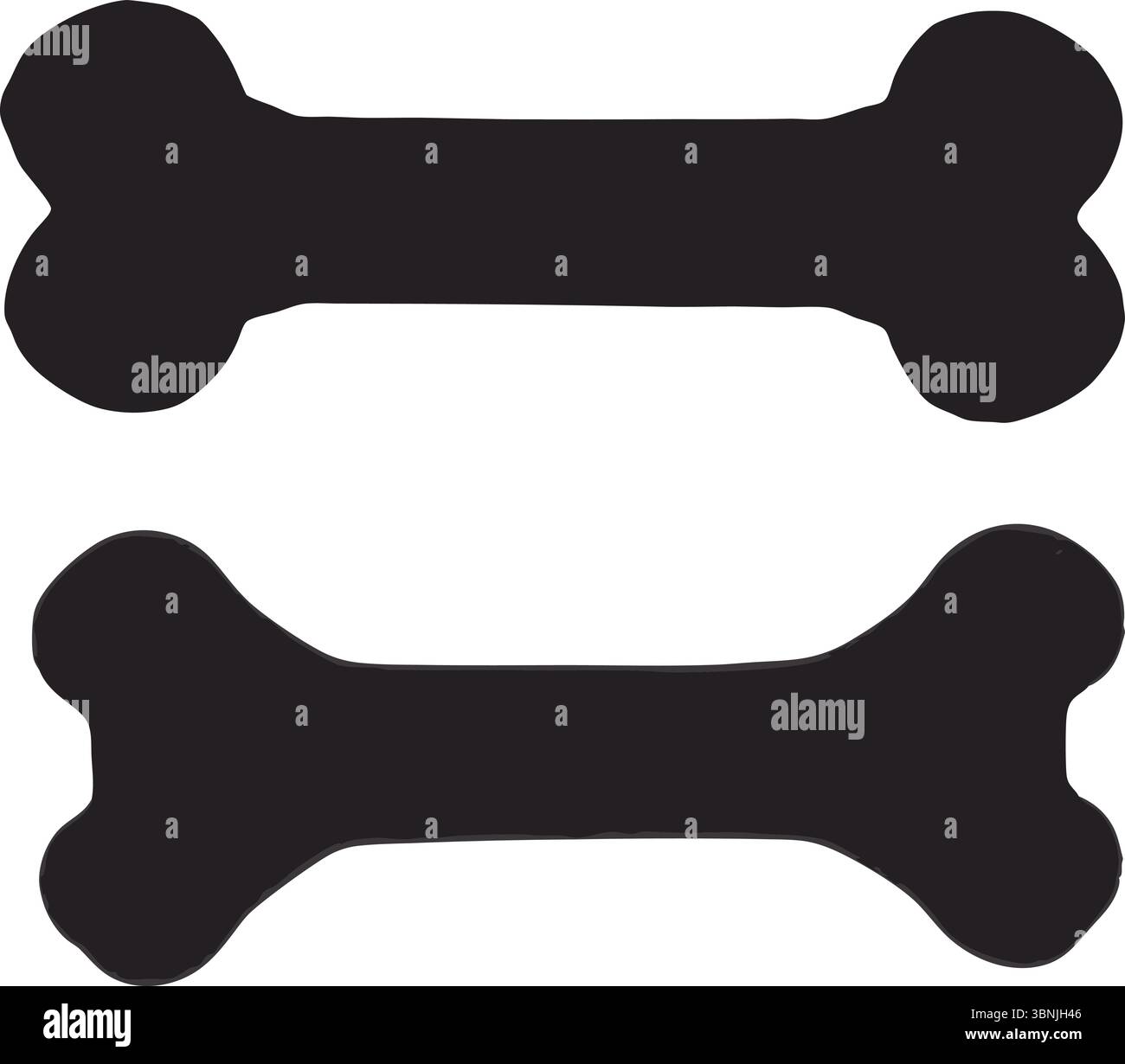 Hund Knochen Silhouette Vektor, Schwarzes Haustier Treat Clipart, Isolierte Umrisse, Tier Kauspielzeug, Einfache Form, Minimal Design, Snack, Symbol, Veterinärsymbol. Stock Vektor