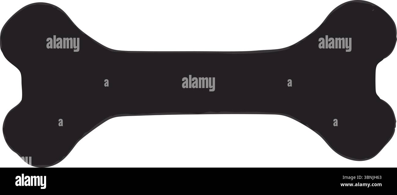 Hund Knochen Silhouette Vektor, Schwarzes Haustier Treat Clipart, Isolierte Umrisse, Tier Kauspielzeug, Einfache Form, Minimal Design, Snack, Symbol, Veterinärsymbol. Stock Vektor