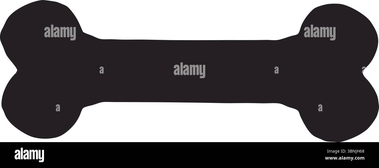 Hund Knochen Silhouette Vektor, Schwarzes Haustier Treat Clipart, Isolierte Umrisse, Tier Kauspielzeug, Einfache Form, Minimal Design, Snack, Symbol, Veterinärsymbol. Stock Vektor