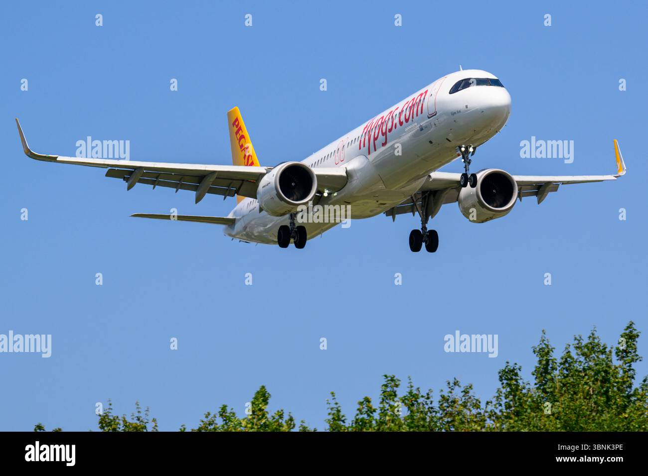 Pegasus Airbus A321neo TC-RDV landete auf der Landebahn 15 am Birmingham International Airport, Birmingham, England Stockfoto