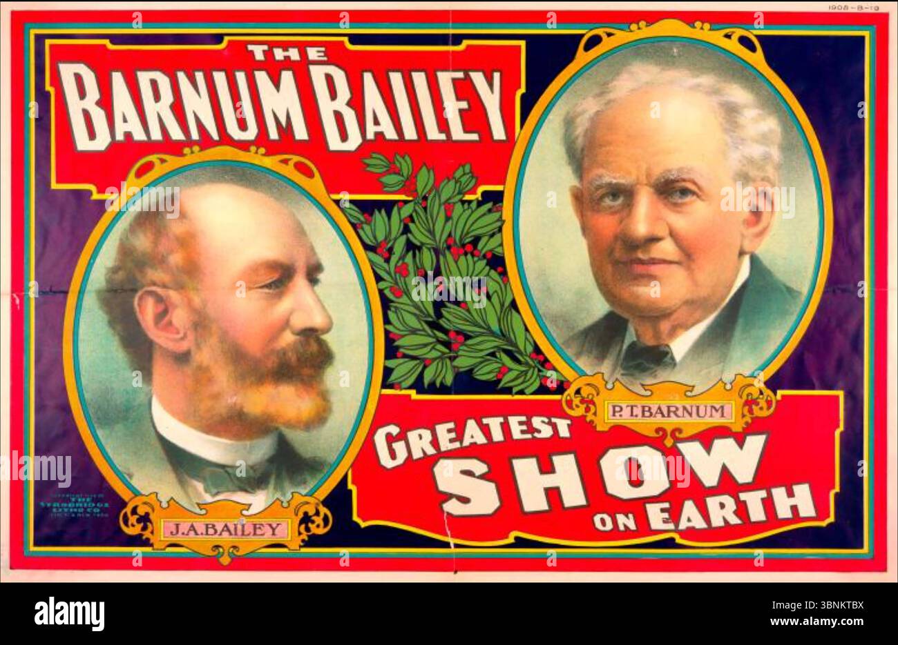 BARNUM & BAILEY ZIRKUS. Amerikanisches Poster mit den Ringling-Brüdern P.T. Barnum und James Anthony Bailey Stockfoto