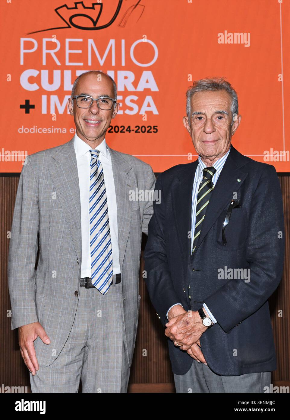 Mailand, Italien KULTUR-BUSINESS-PREIS 2024 2025 fördern und fördern Sponsoring und Partnerschaften, Corporate Cultural Productions und die Anwendung des Corporate Art Bonus im Palazzo Edison auf dem Foto: Antonino Caputo und Carmine Caputo Stockfoto