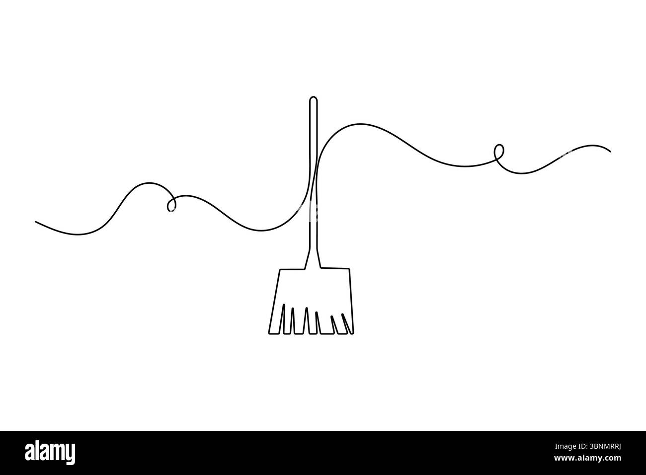 Minimale Besendarstellung in durchgehender einzeiliger Zeichenart mit isolierter Konturvektorkonstruktion Stock Vektor