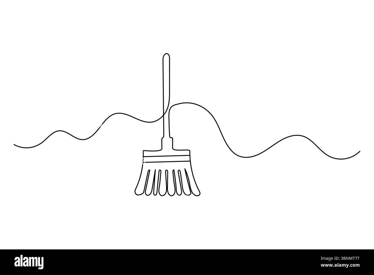 Minimale Besendarstellung in durchgehender einzeiliger Zeichenart mit isolierter Konturvektorkonstruktion Stock Vektor