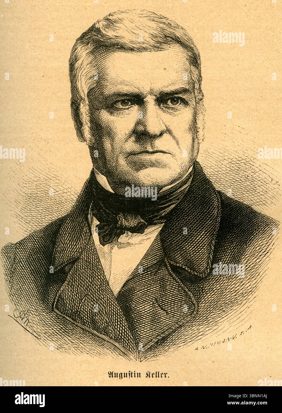 Europa, Schweiz, Aargau, Sarmensdorf, Augustin Keller, schweizer Politiker, Motiv aus : die Gartenlaube , Nr. 19 , 1872 . / Europa, Schweiz, Aargau , Sarmensdorf, Augustin Keller, Schweizer Politiker, Bild aus der Zeitschrift : die Gartenlaube , Nr. 19 , 1872 . Stockfoto