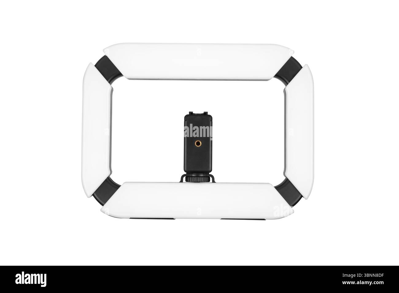 LED-Einbauleuchte in rechteckiger Form mit integrierter Halterung, ideal für Fotografie, Video-Streaming und Studiobeleuchtung. Stockfoto