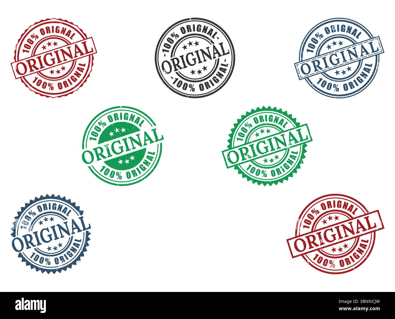 Packung mit Original-Stempel Design-zertifiziertem Originalsiegel Stock Vektor