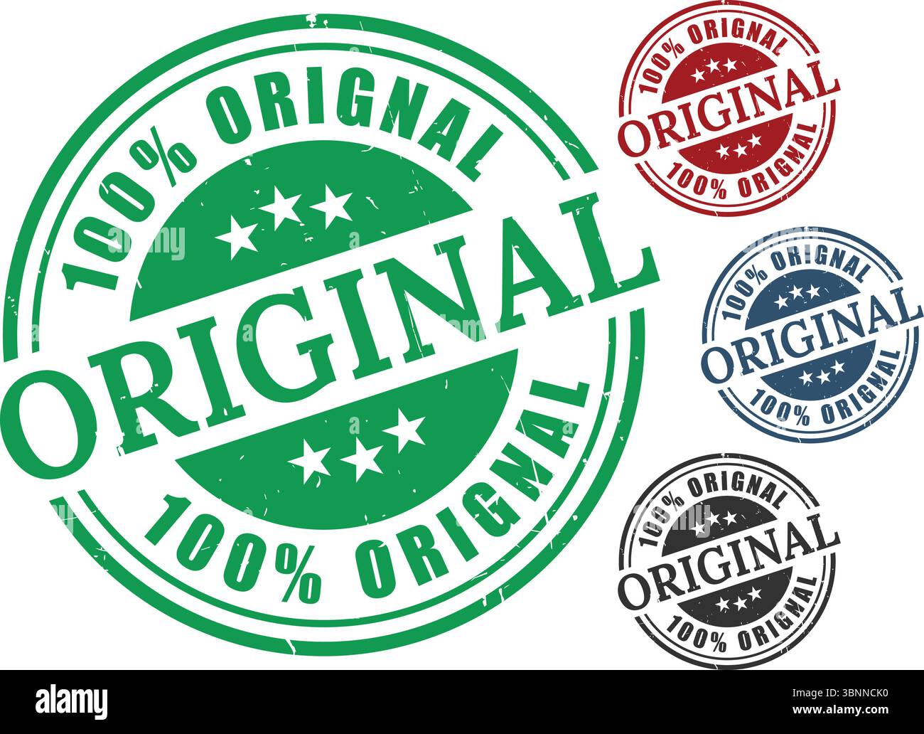 100 % Original Grün Rot Blau Schwarz Gummi Stempel Design Elemente Stock Vektor