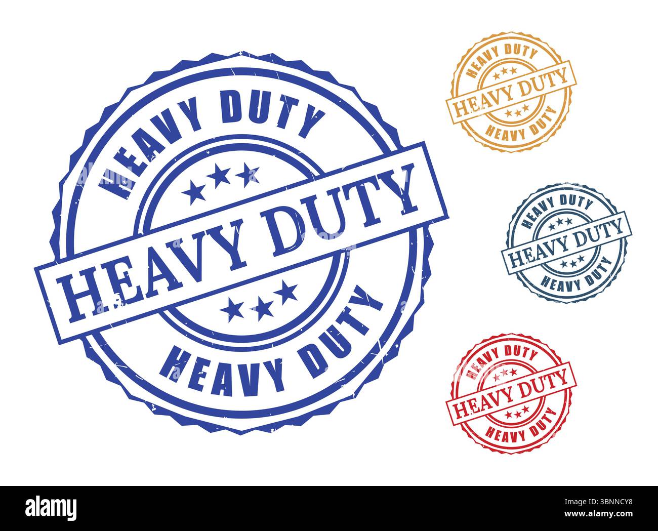 Heavy Duty Stamp Blau Rot Gold und Grau Varianten Stock Vektor