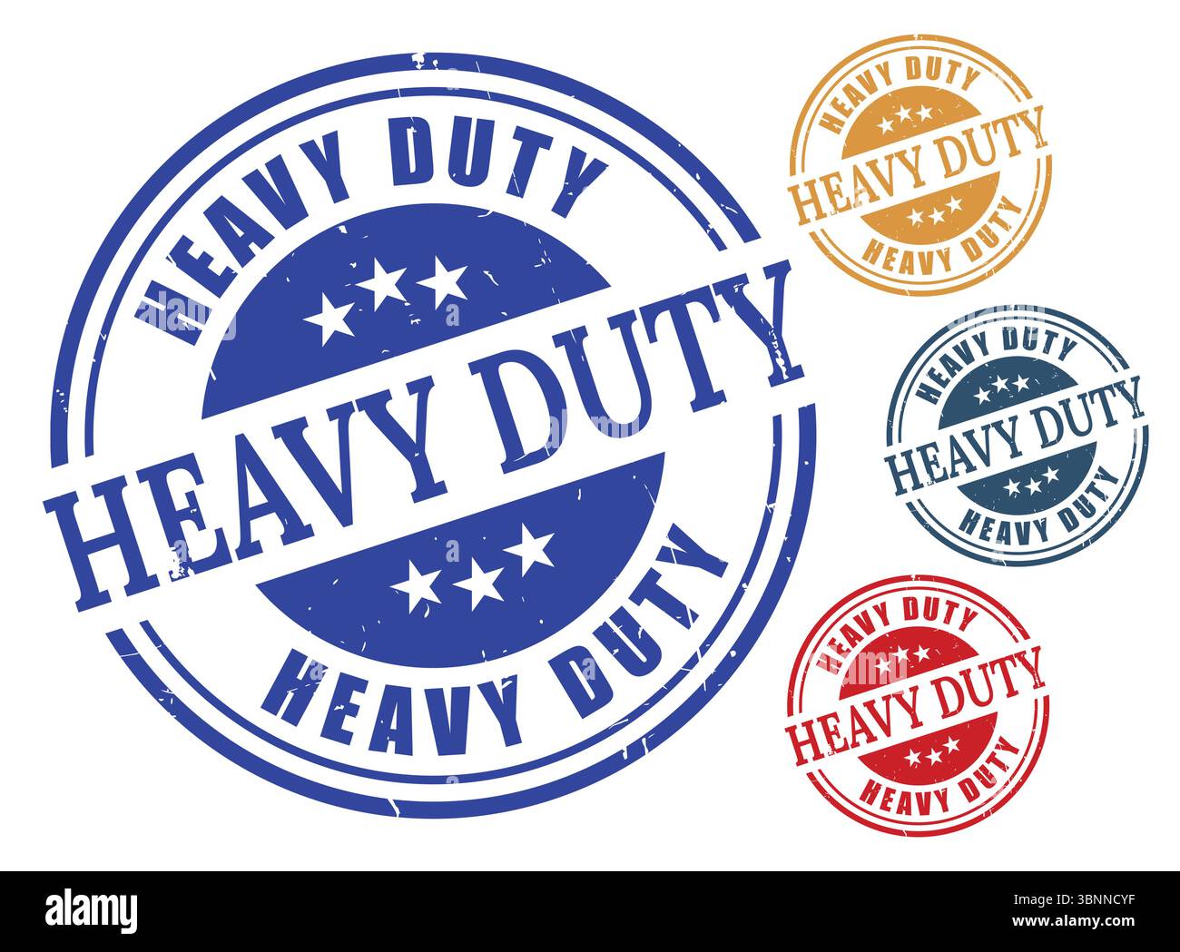 Heavy Duty Stempel Blau Rot Orange Grau Variationen Stock Vektor