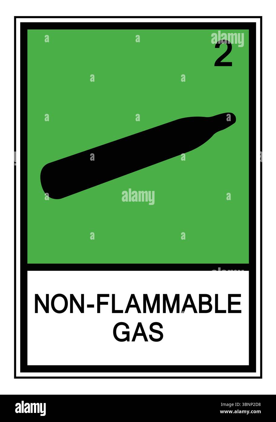 Ein klares und informatives Sicherheitsschild mit Hinweis auf nicht brennbares Gas, geeignet für industrielle und chemische Umgebungen. Es gewährleistet Sicherheit und Compliance. Stock Vektor