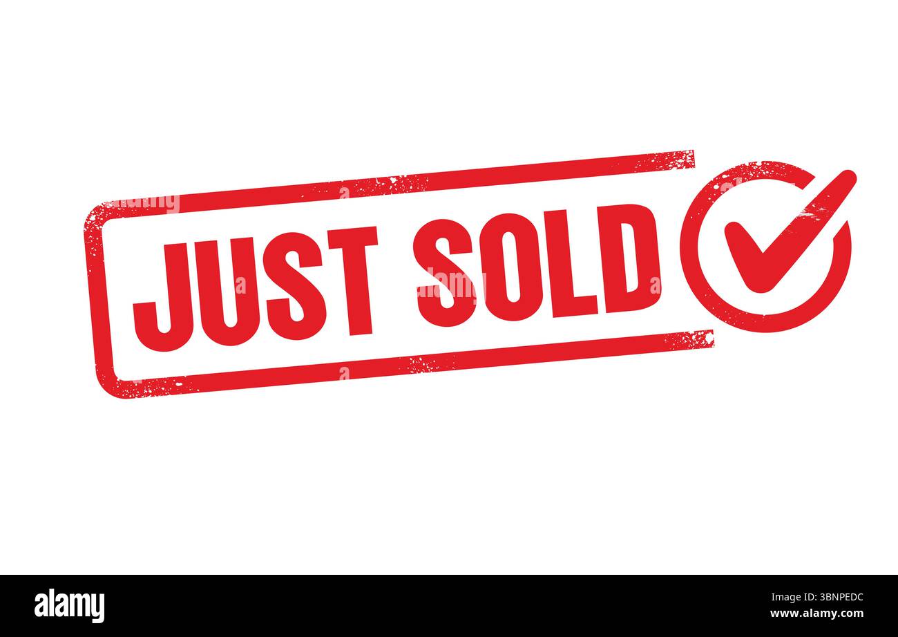 „Just Sold Stamp Icon – Immobilien, Immobilienverkäufe, Geschlossenes Geschäft“ Stock Vektor