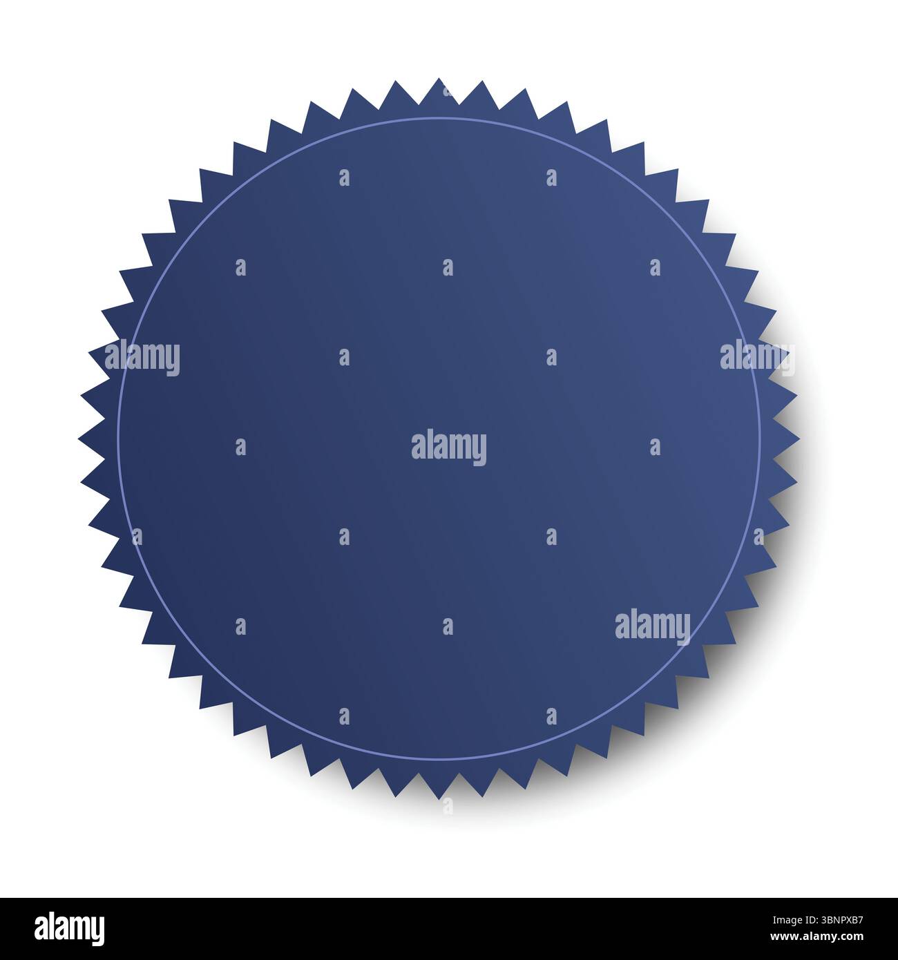 Abbildung: Blaues Badge mit Kopierraum auf weißem Hintergrund Stockfoto