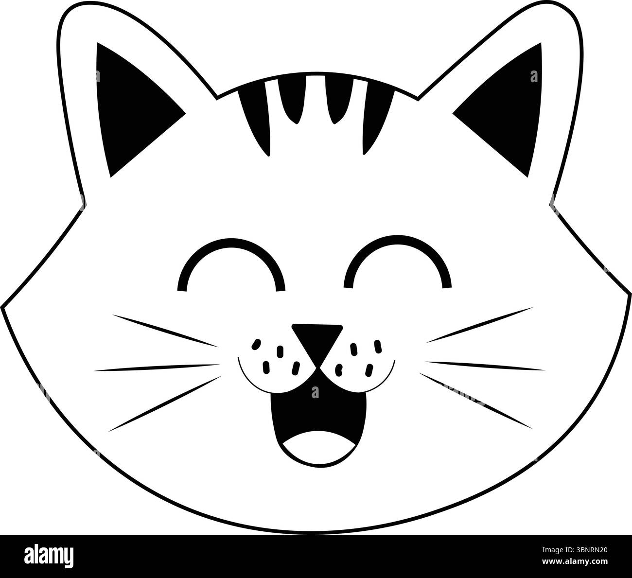 Ein niedliches Karikaturkatzengesicht lächelt glücklich Vektor Illustration T-Shirt Design Stock Vektor