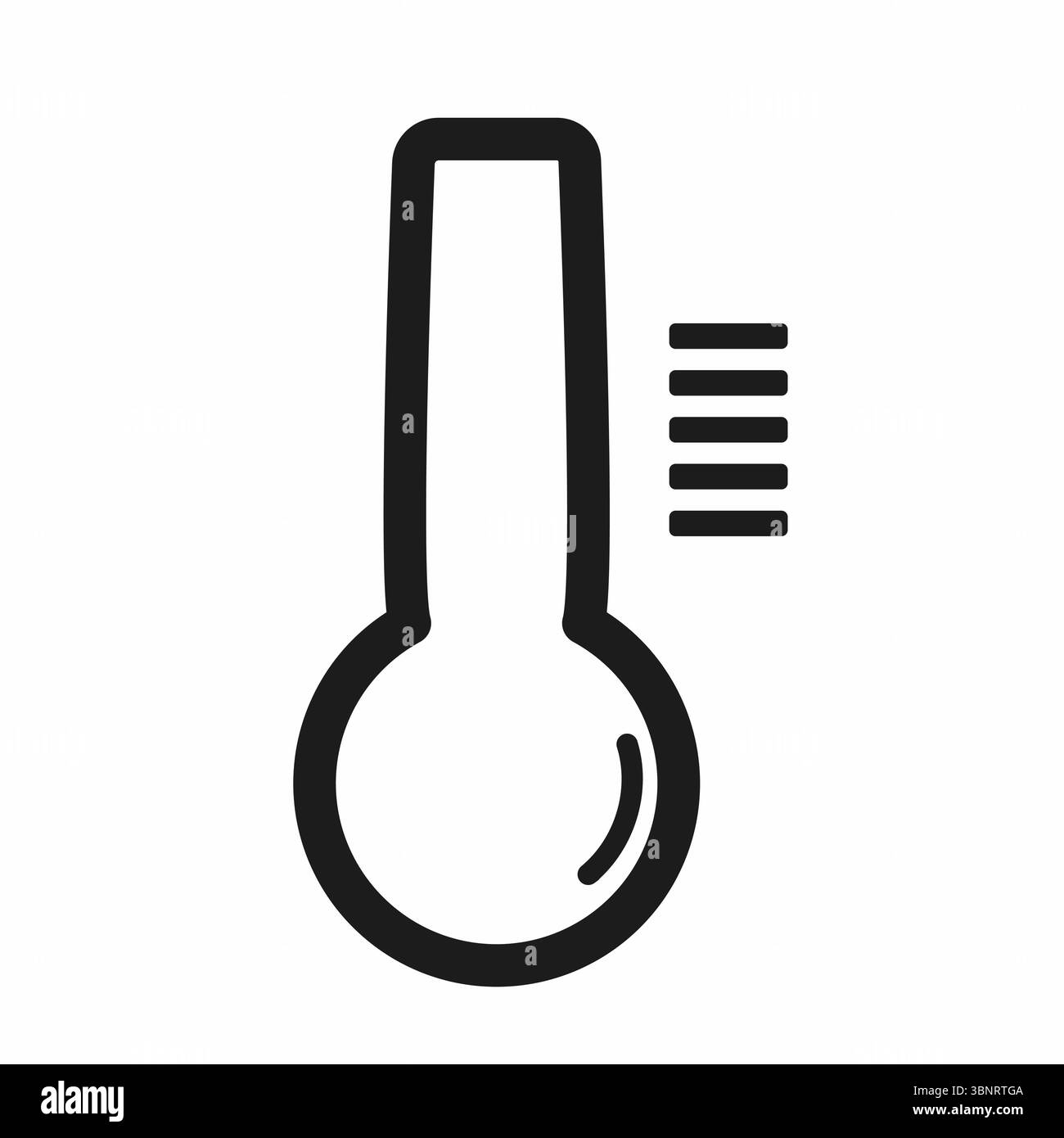 Das Thermometersymbol zeigt die steigende Temperatur mit schwarzen Linien an Stock Vektor