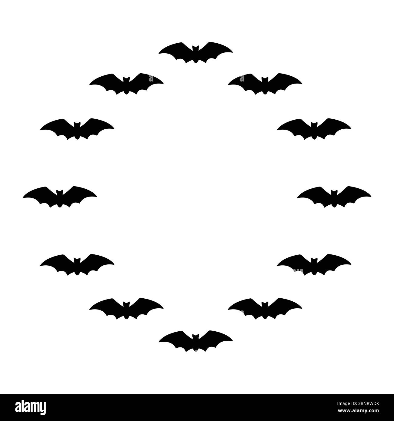 Bat-Kreisrahmen. Halloween-Design. Vektorabbildung isoliert auf weißem Hintergrund. Stock Vektor