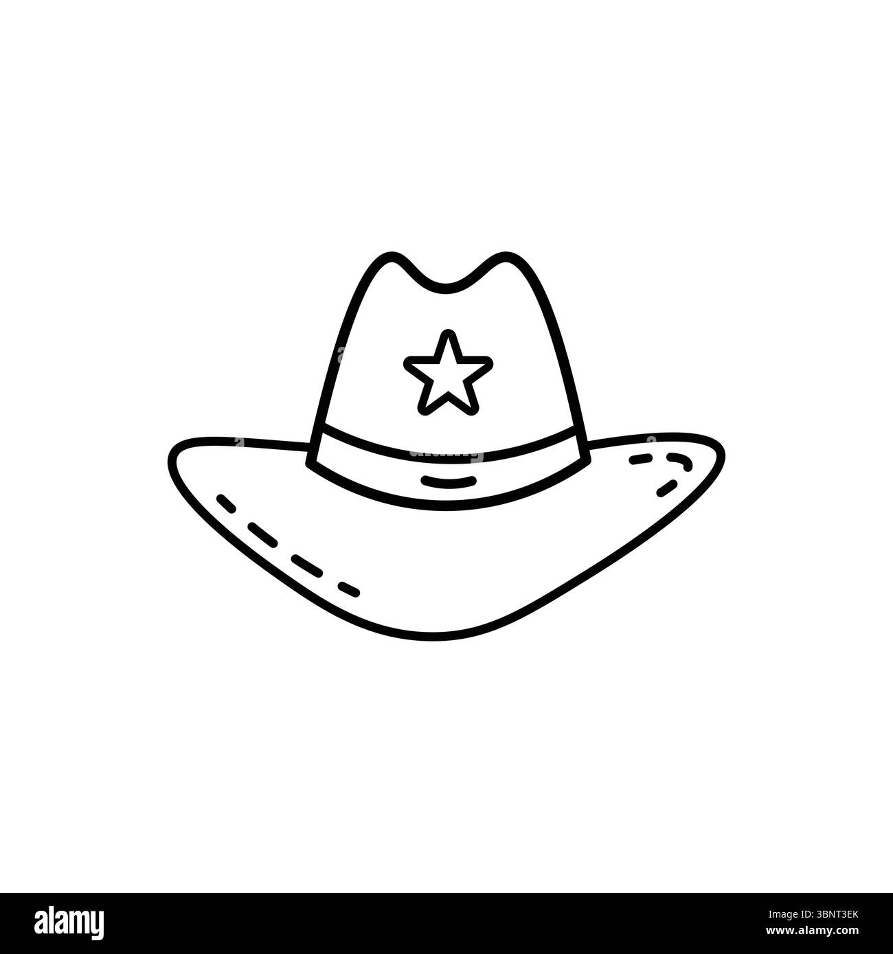 Die Ikone eines Cowboyhutes mit Stern ist perfekt für westliche Motive und Country-Designs. Stock Vektor