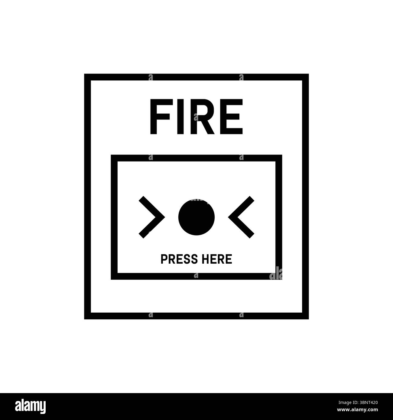 Einfache Vektorumrisse einer Feueralarm-Zugstation, ideal für Sicherheits-, Notfall- und Gebäudebeschilderung. Stock Vektor