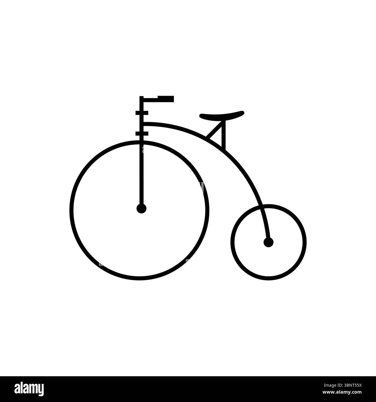 Ein charmanter minimalistischer Vektor-Umriss eines knallharten Fahrrads, perfekt für Vintage-Themen oder historische Transporte. Stock Vektor