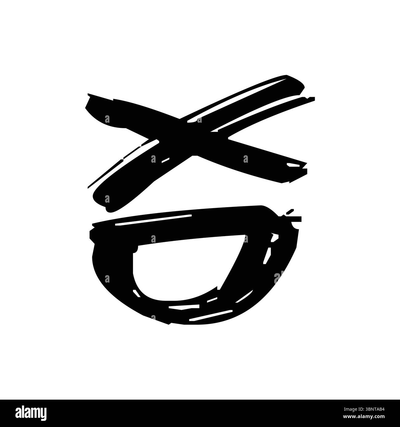 Handgezeichnete Pinselstrichdarstellung des XD-Emoji-Symbols. Ein verspieltes und ausdrucksstarkes Design, das oft verwendet wird, um Lachen oder Freude in Botschaften darzustellen. Stock Vektor