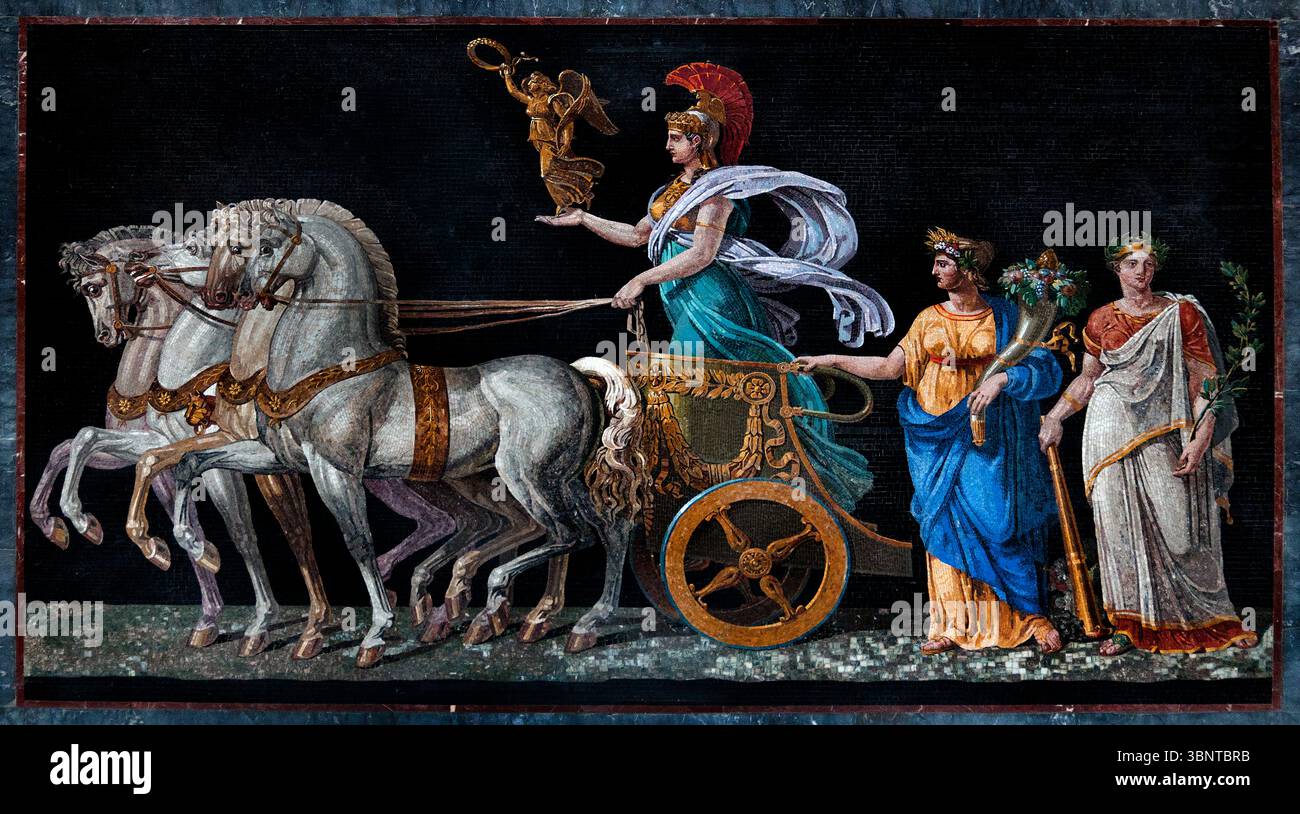 Das Genie des Kaisers Sieg bringt Frieden und Fülle Francesco BELLONI 1772-1863 Italien Frankreich Frankreich Frankreich, Louvre, Paris. ( Francesco Belloni (1772-1863) nach Francois Gérard (1770-1837) bringt das Genie des Kaisers, der Sieg, Frieden und Fülle zurück, 1807 Mosaik aus Hartstein und Glaspaste ) Stockfoto