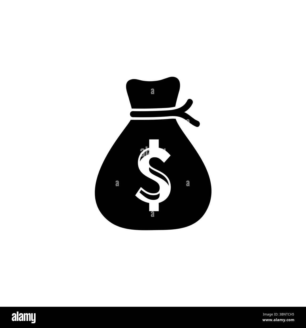 Geldbeutel, Sack mit Dollars Solid Flat Vektor Symbol isoliert auf weißem Hintergrund. Stock Vektor