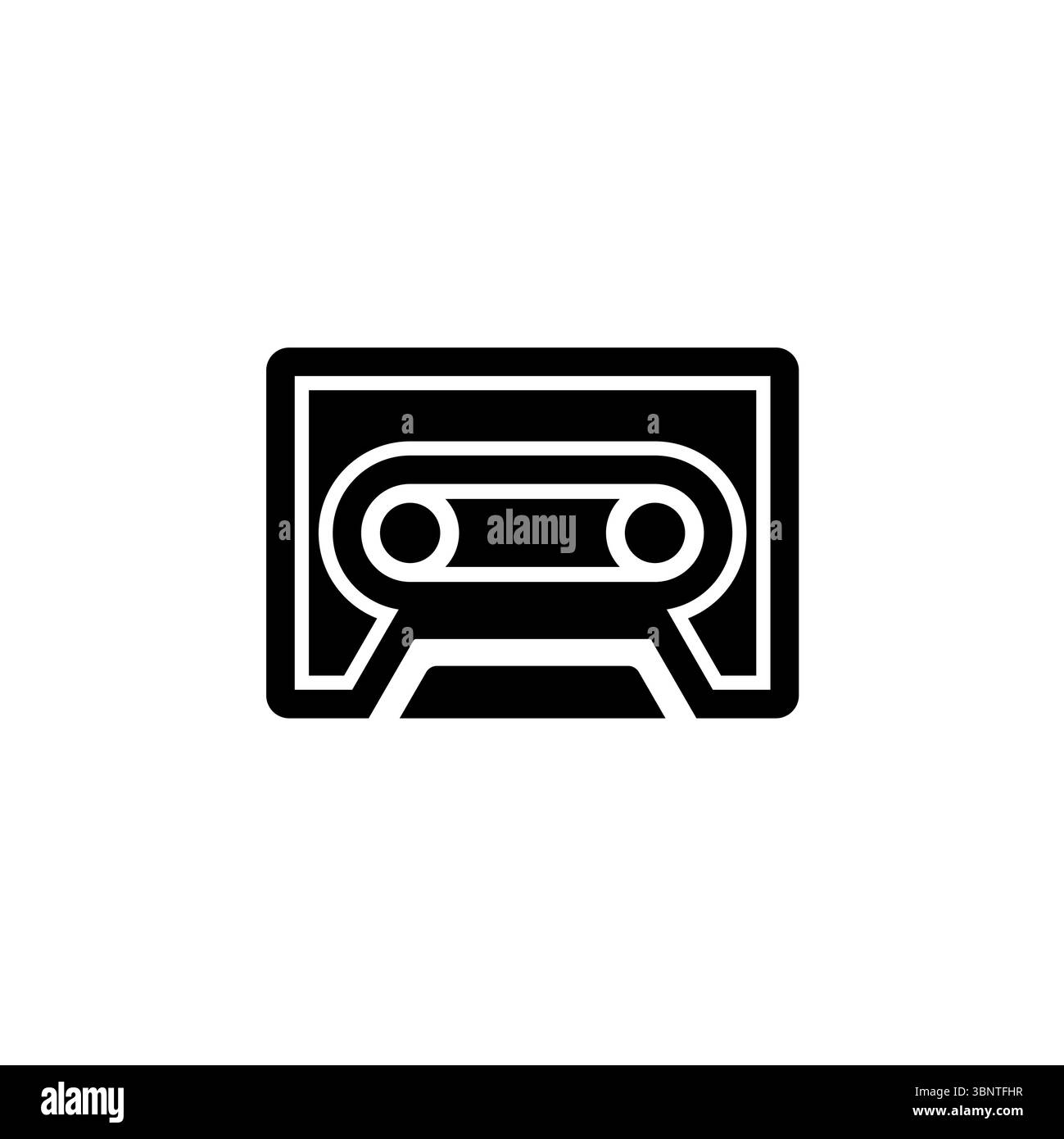 Magnetisches Retro Audio Musik Kassettenband Solid Flat Vektor Symbol isoliert auf weißem Hintergrund. Stock Vektor