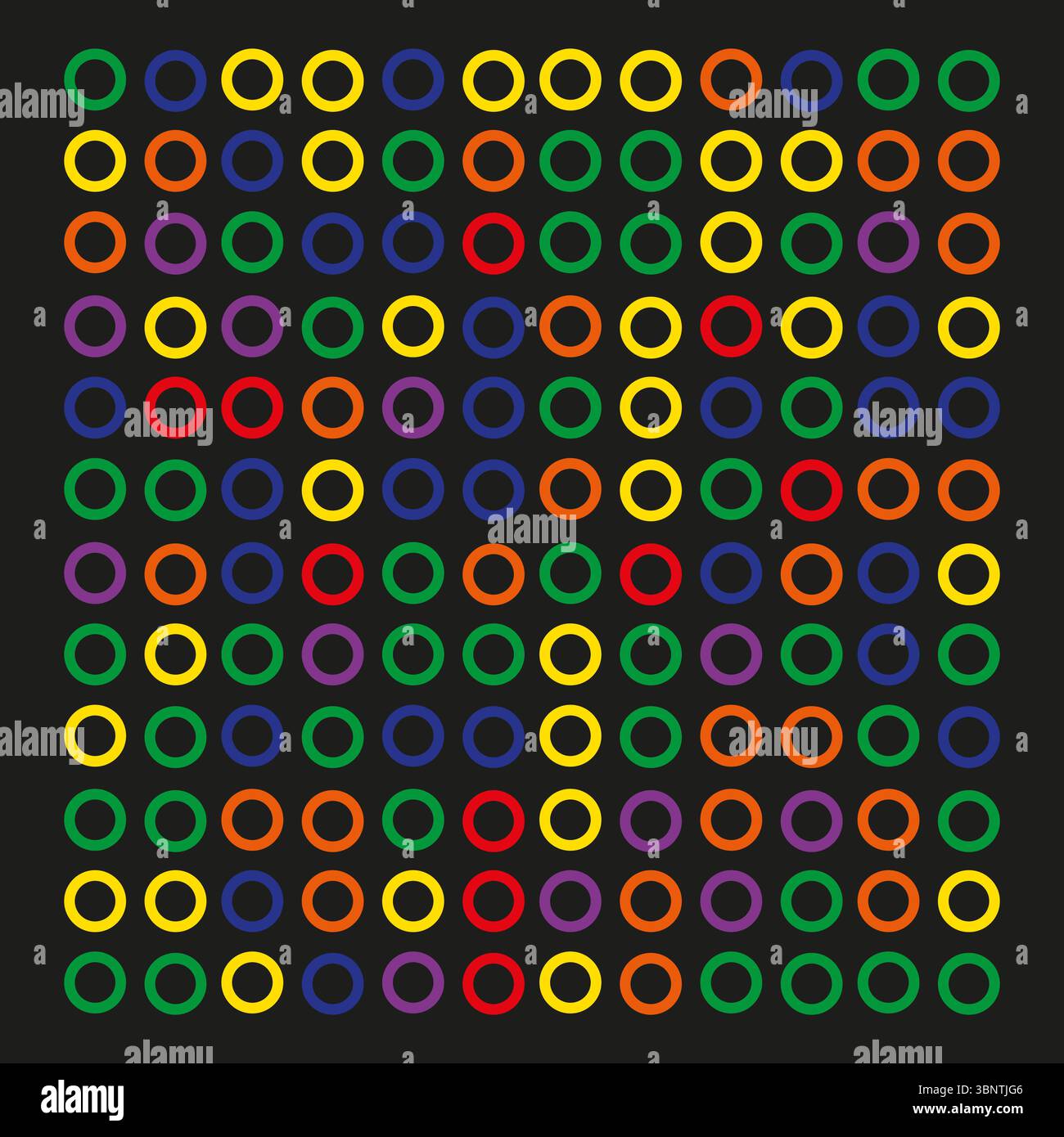 Buntes kreisförmiges Raster. Abstraktes Blasenmuster. Grüne rote Punkte. Geometrischer Vektor-Hintergrund. Stock Vektor