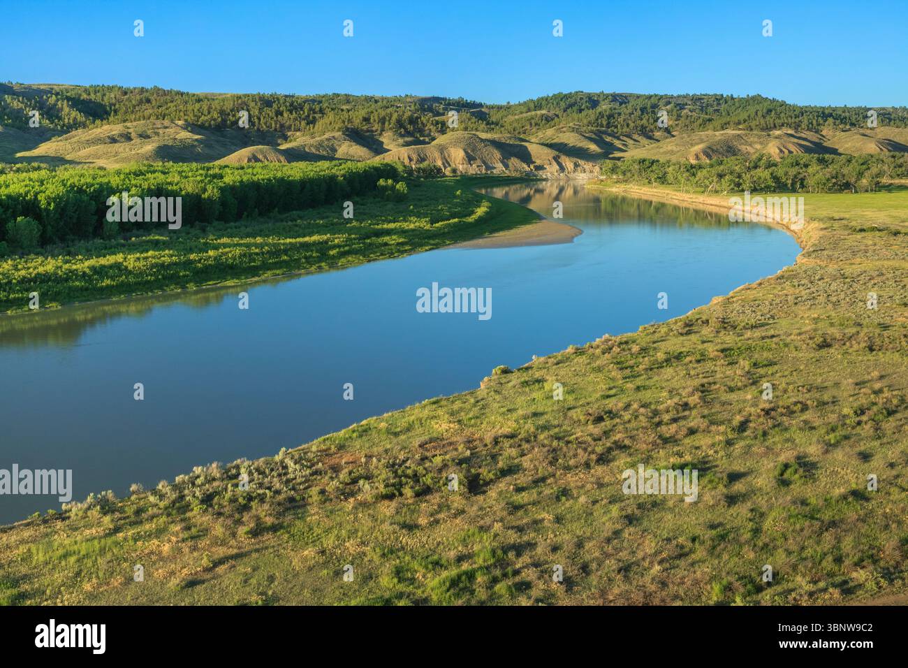 der missouri River im charles m. russell National Wildlife Refuge oberhalb der fred robinson Bridge in der Nähe von Landusky, montana Stockfoto