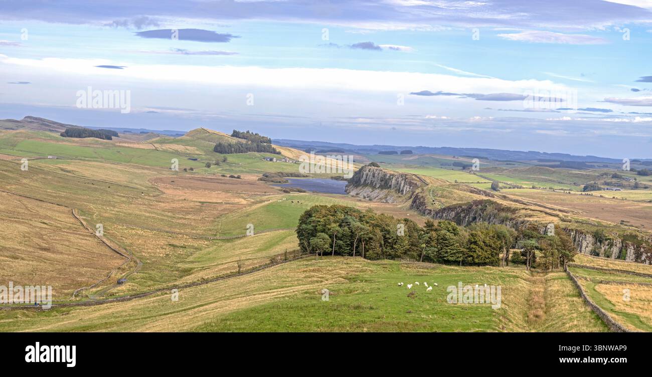 Hadrian's Wall Looking East to Steel Ring, Northumberland, England, Großbritannien Stockfoto