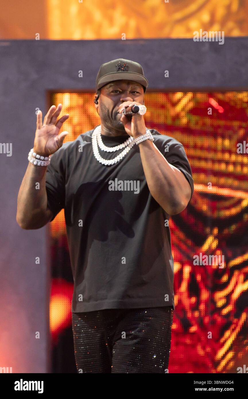 London, Vereinigtes Königreich. Juli 2025. 50 Cent veranstaltet seine Legacy Tour im Tottenham Hotspur Stadium. Cristina Massei/Alamy Live News Stockfoto