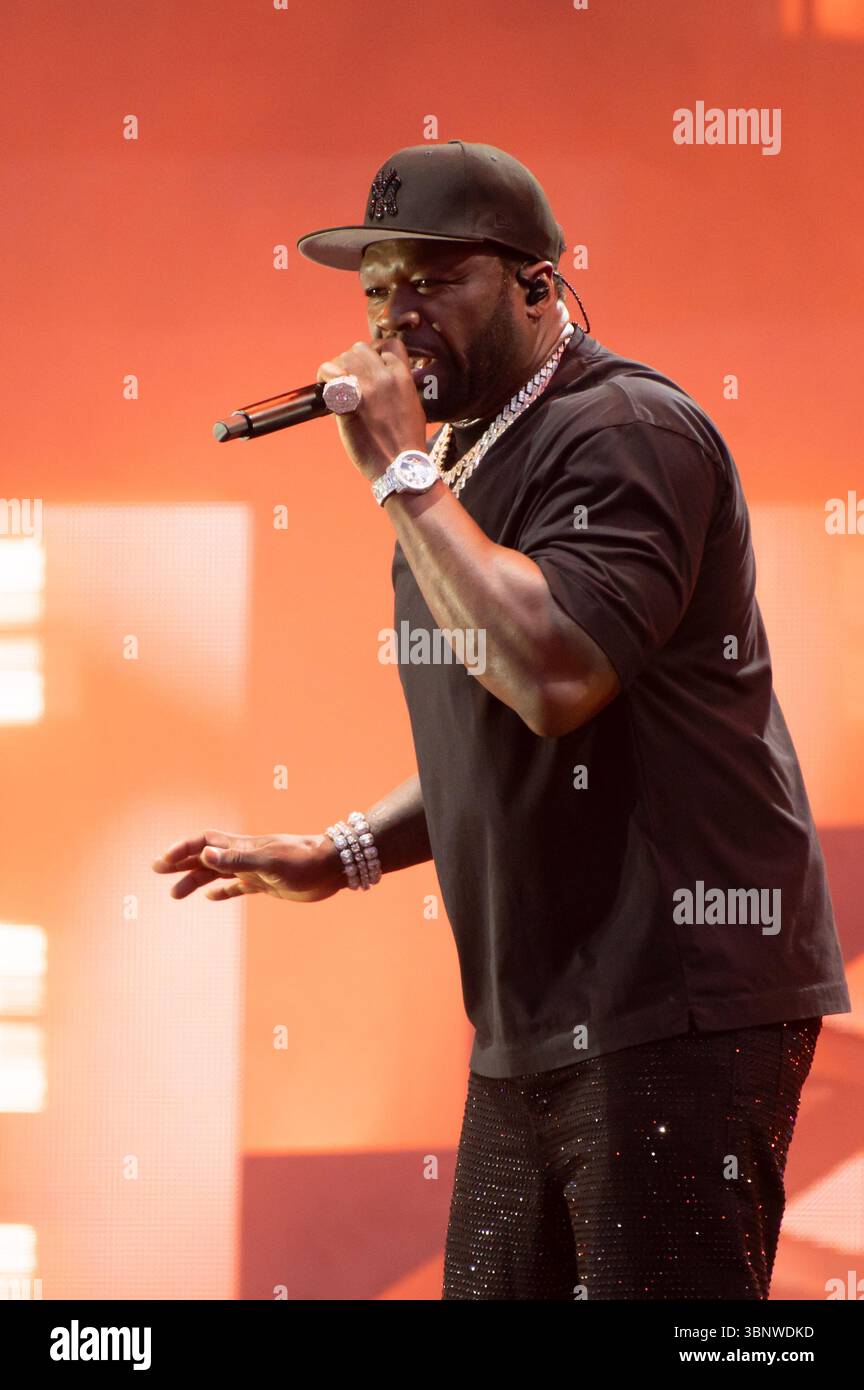 London, Vereinigtes Königreich. Juli 2025. 50 Cent veranstaltet seine Legacy Tour im Tottenham Hotspur Stadium. Cristina Massei/Alamy Live News Stockfoto