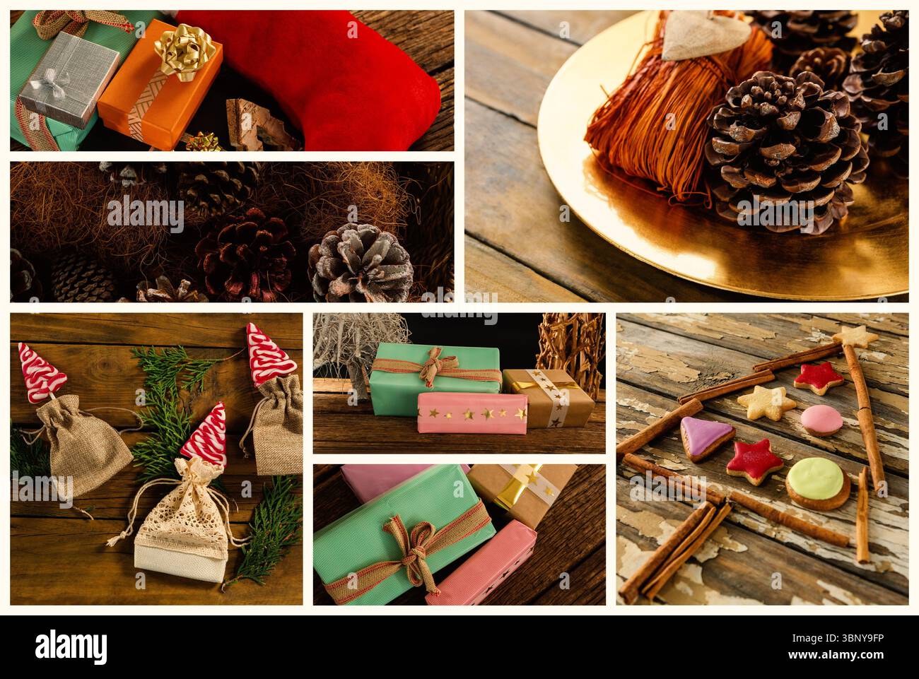 Geschenk und Weihnachten Dekoration Stockfoto