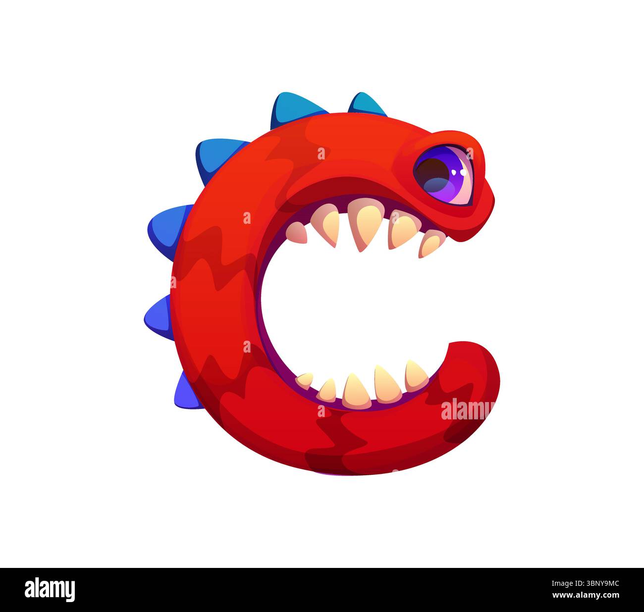 Crazy Monster Charakter Zeichentrick Schriftart Buchstabe C. Spooky Horror Vogelscheuche Schriftzeichen, Crazy Fantasy bogle Personage Vektor Englisch Typ Symbol. Seltsames Bugaboo, Monster Charakter Kids ABC Typeset Element Stock Vektor