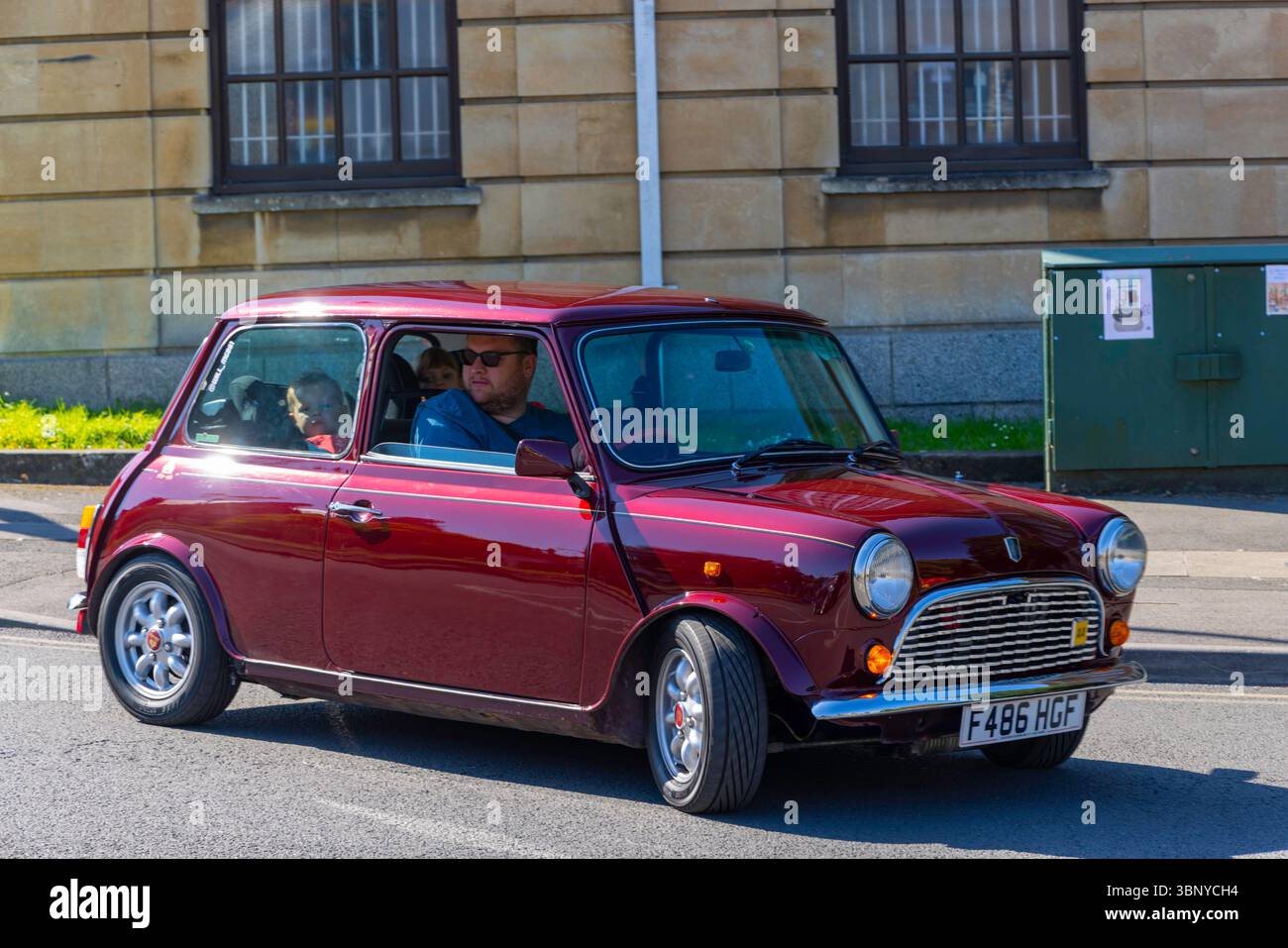 Clevedon Kaffee und Autos Austin Mini Stockfoto
