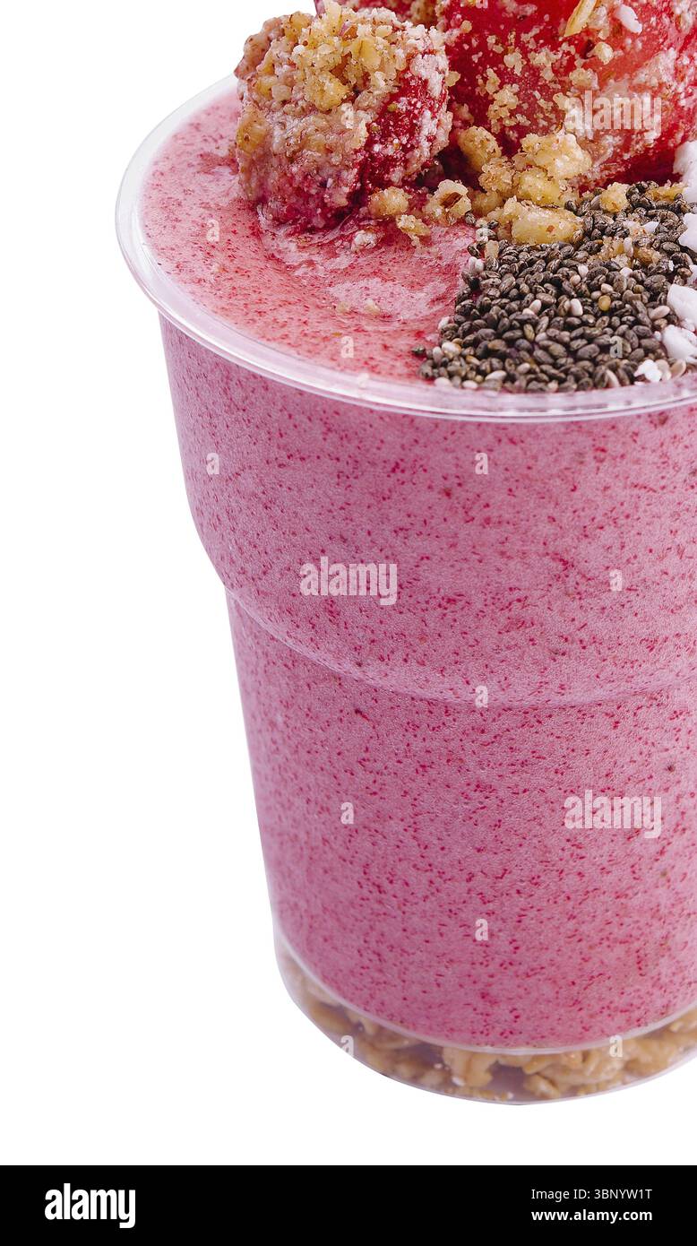 Food still-Life, Erdbeere Smoothie isoliert auf weißem Hintergrund Stockfoto