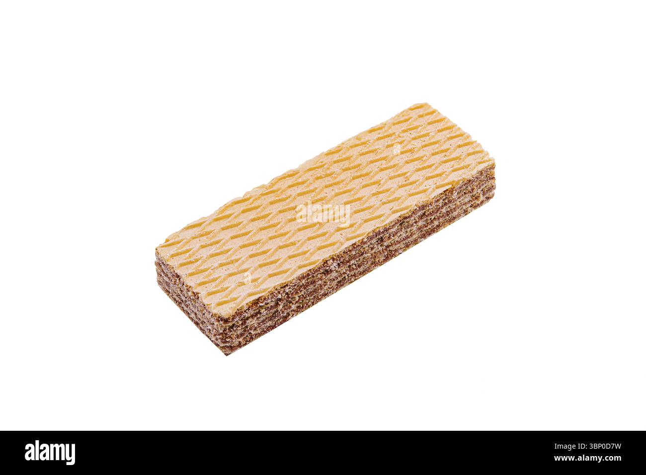 Food still-Life, Ein mehrschichtiges Waffeldessert mit goldenem Topping und einer frischen Textur. Ideal für süße Leckereien beim Nachmittagstee oder als leichte sn Stockfoto
