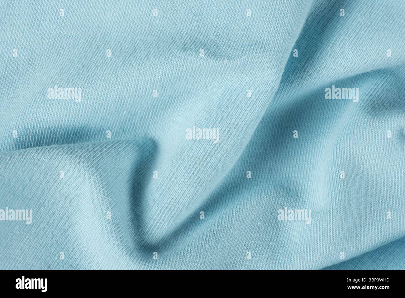 Makrostruktur aus blauem Baumwollgewebe mit leichtem Spandex Stockfoto