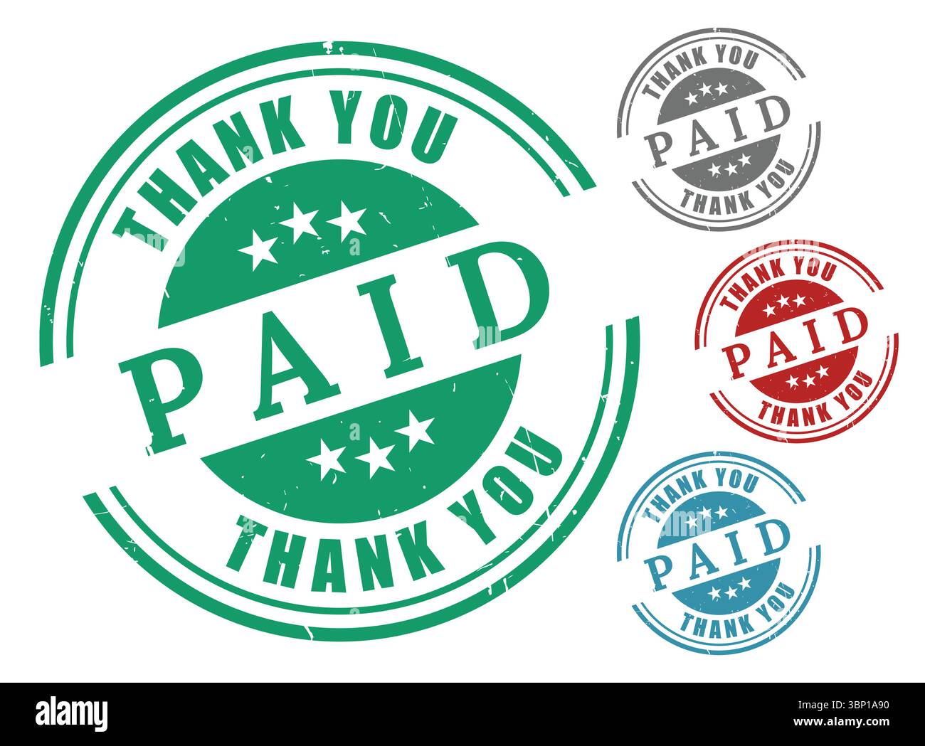 Kostenpflichtige Briefmarken Grün Rot Grau und Blau Variationen Stock Vektor