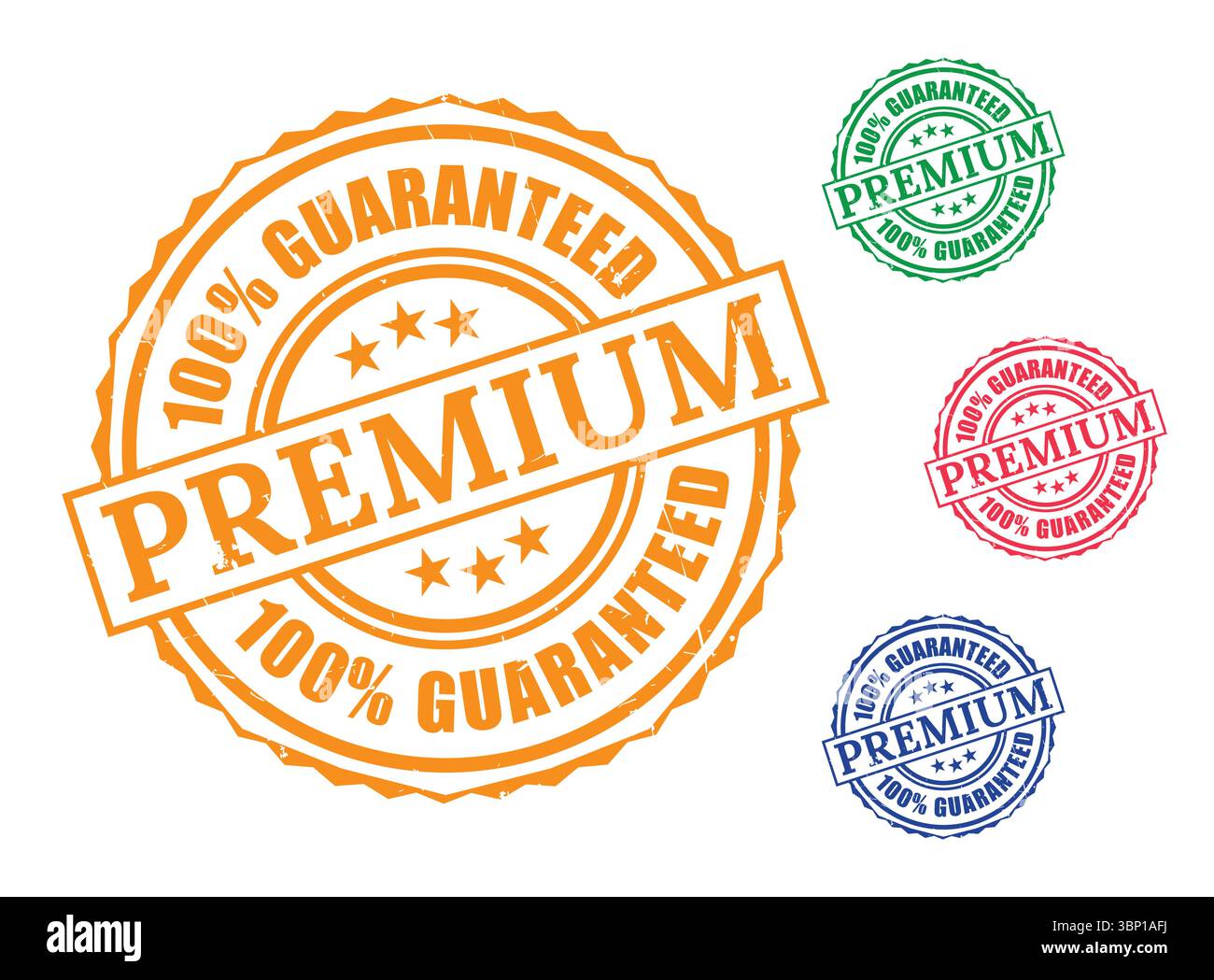 Premium-Qualitätsgarantie mit leuchtendem Siegelabzeichen und Stempelelementen Stock Vektor