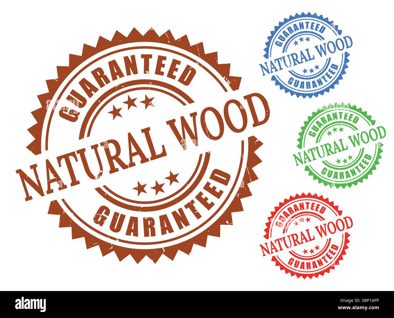 Naturholz Garantie Authentic Timber Zertifizierungsstempel Stock Vektor