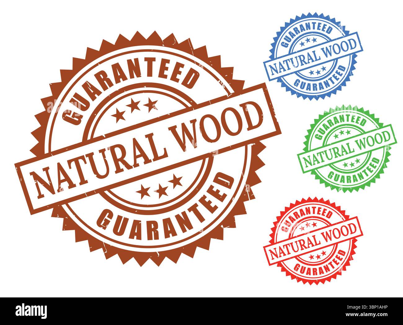 Naturholz Garantie Premium Rustikale Textur Stempel Siegel Stock Vektor