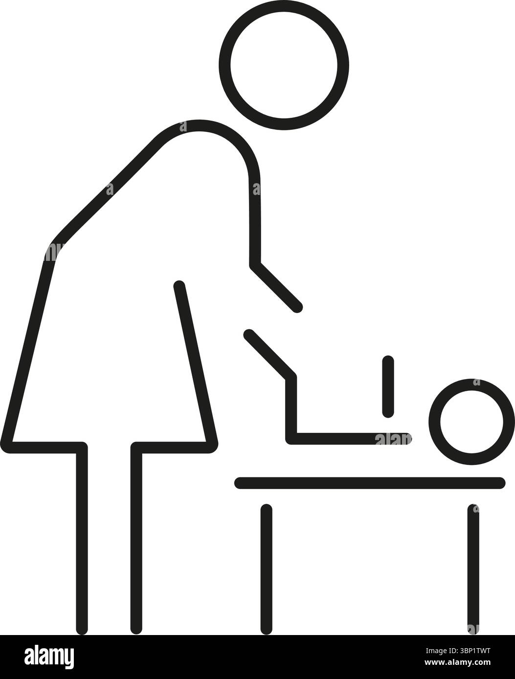 Mutter, Die Die Babywindellinie Wechselt, Symbol. Symbol Für Erziehung, Kinderbetreuung Und Kinderbetreuung. Familie Und Babypflege. WC-Leitungssymbol. Bearbeitbar Stock Vektor