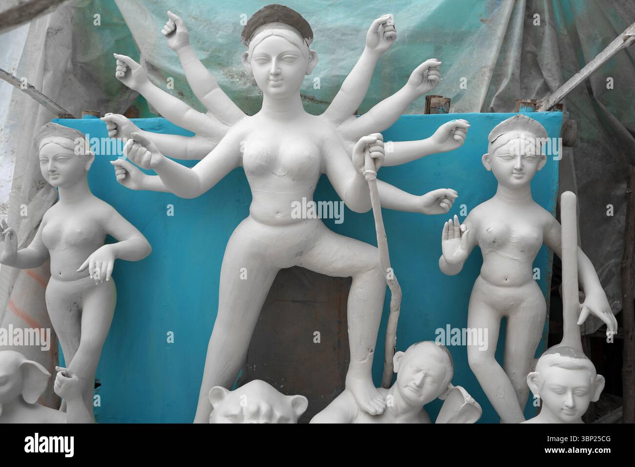 Herstellung von Maa Durga Idol in Kumartuli kalkutta Stockfoto