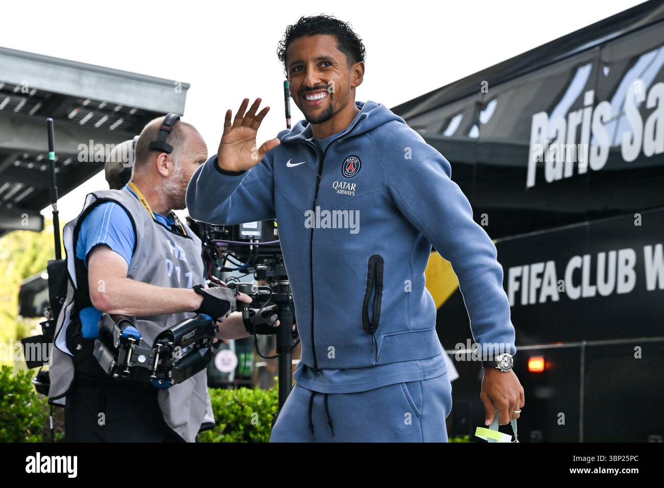 Atlanta, Vereinigte Staaten. Juli 2025. Im Bild MARQUINHOS (Paris SG 5) bei der Teamankuft vor dem Spiel/Einzelfoto/Freisteller/FIFA Club-Weltmeisterschaft: Paris Saint Germain - FC Bayern München, Mercedes Benz Stadium am 05.07.2025/NICHT ERHÄLTLICH IN USA/dpa/Alamy Live News Stockfoto