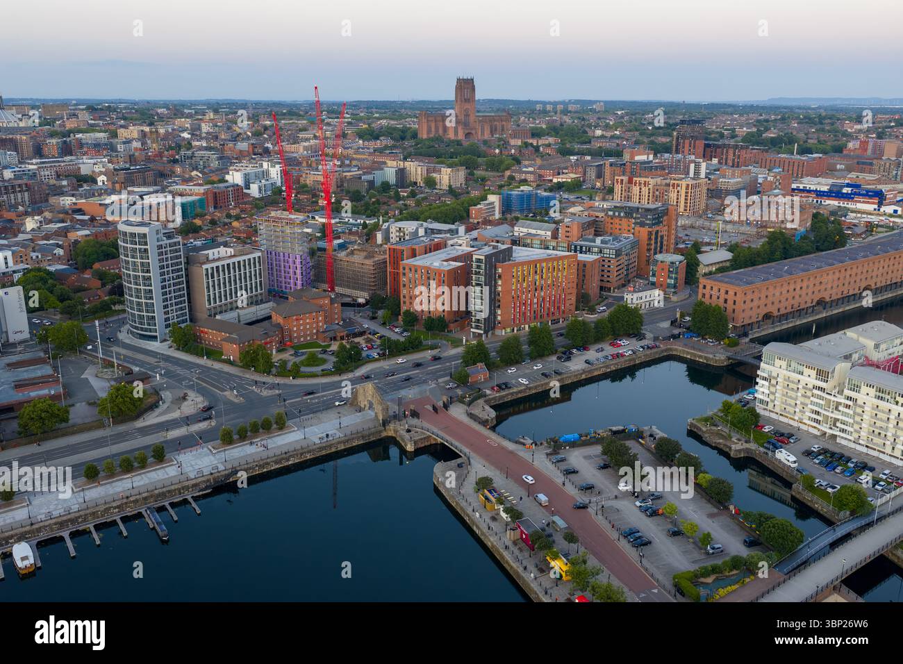 Luftbild der Liverpool Docks - England UK Stockfoto