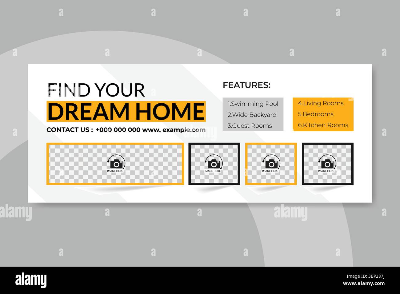 Design von Web-Bannern für Immobilien und facebook-Cover in sozialen Medien Stock Vektor