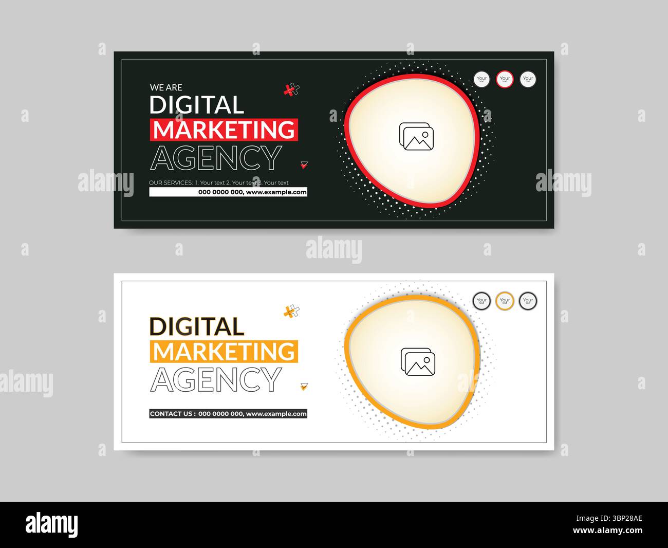 Digitales Marketing Design von Cover- und Webbanner-Vorlagen für Facebook Stock Vektor