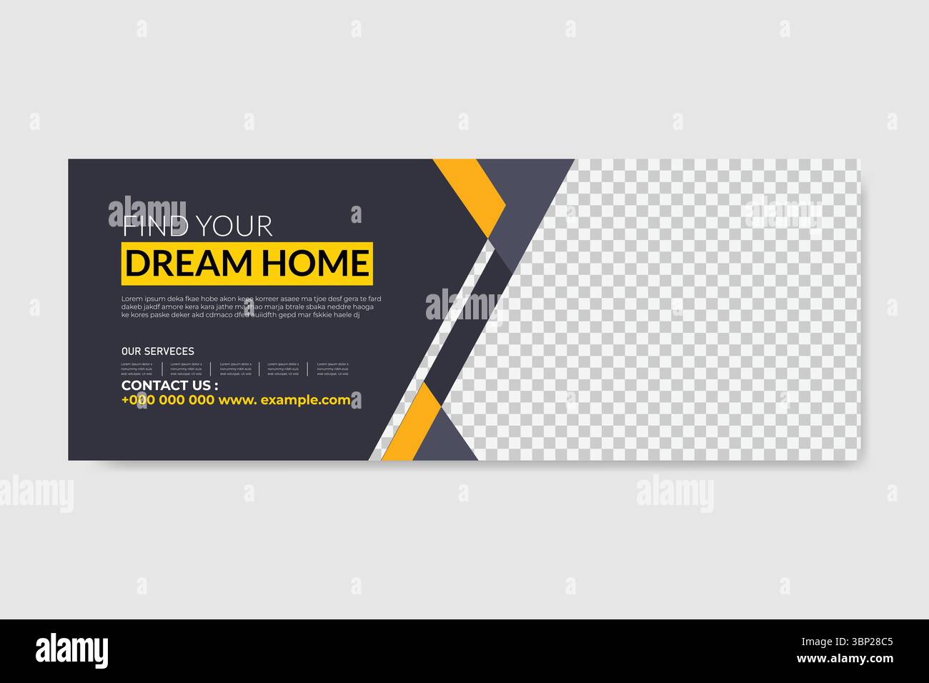 Social-Media-vorlage für Facebook-Cover-Webbanner für Immobilien Stock Vektor