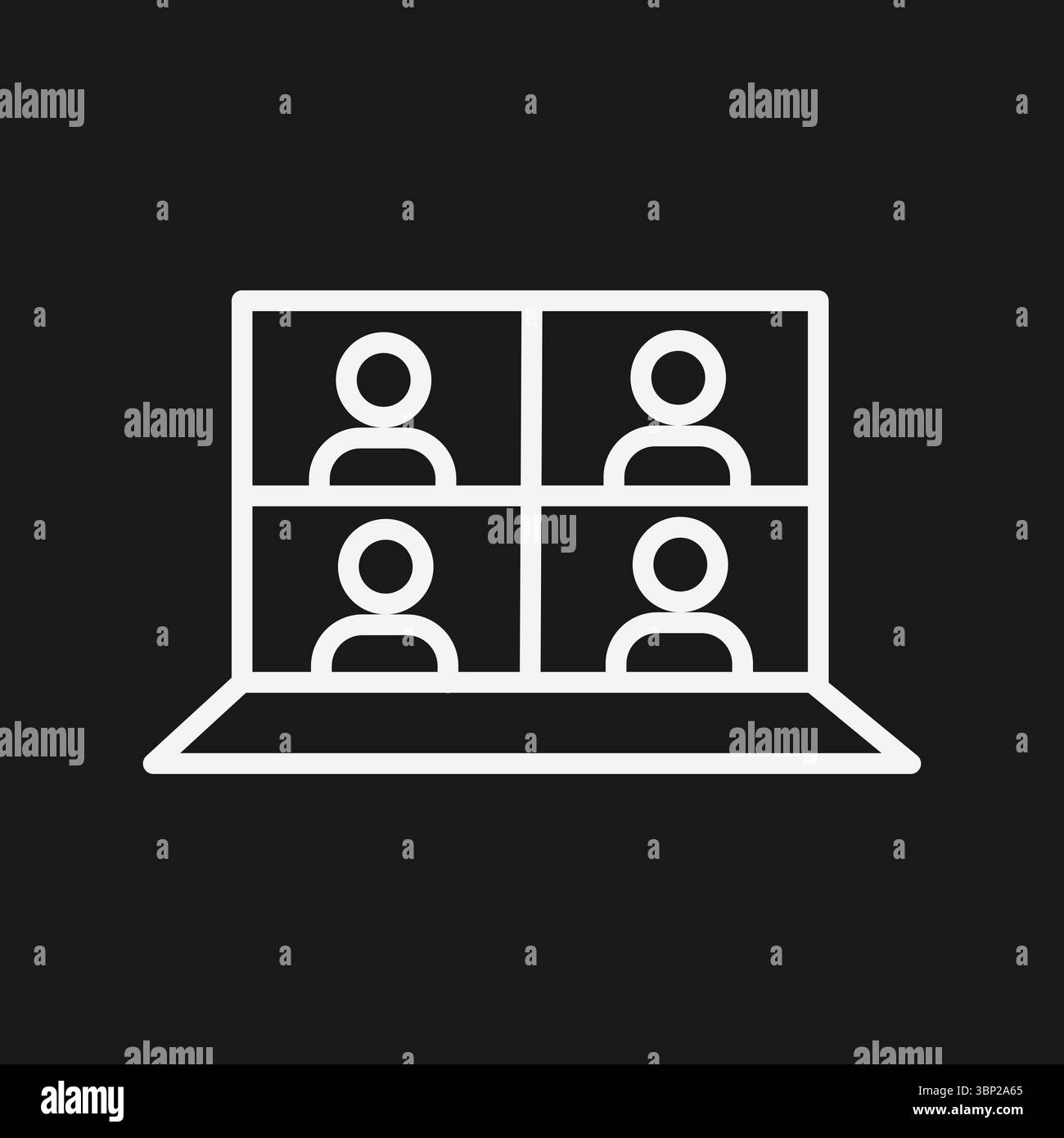 Symbol für Videokonferenz und Online-Meeting auf dem Laptop für einen Anruf in einer virtuellen Teamgruppe Stock Vektor